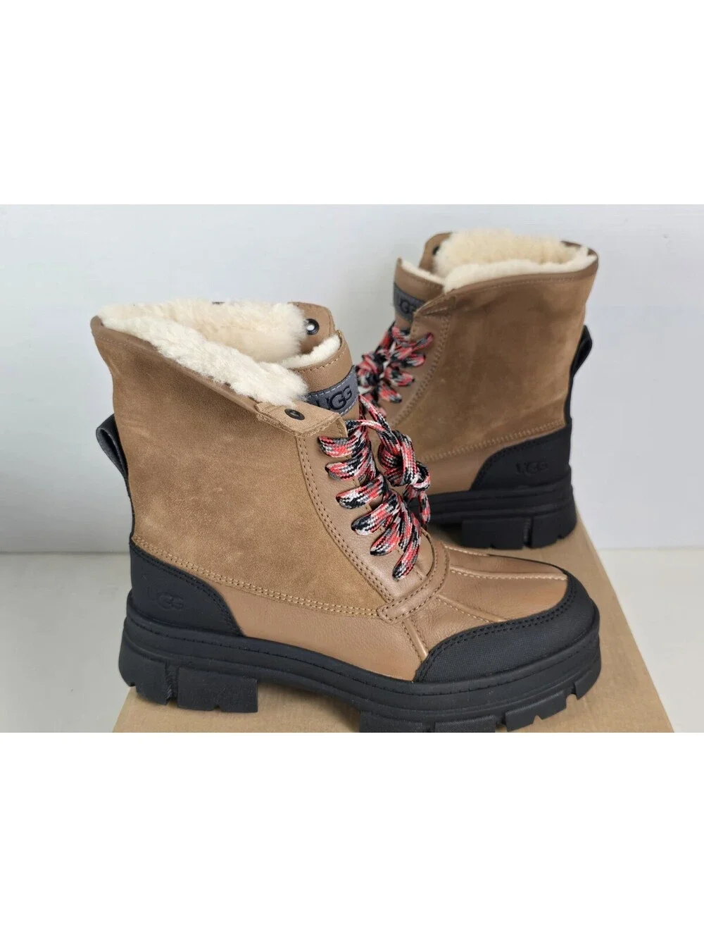 UGG Ashton Addie Chestnut Waterproof Leather Short Snow Boots Size 9 Women NIB